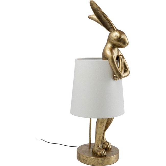 Karé Design - Lampe de Table - Lampadaire Animal Lapin - doré - XL - H 88 cm