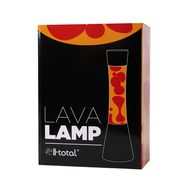 Lavalamp geel met rode lava zwarte voet itotal Axeswar Design