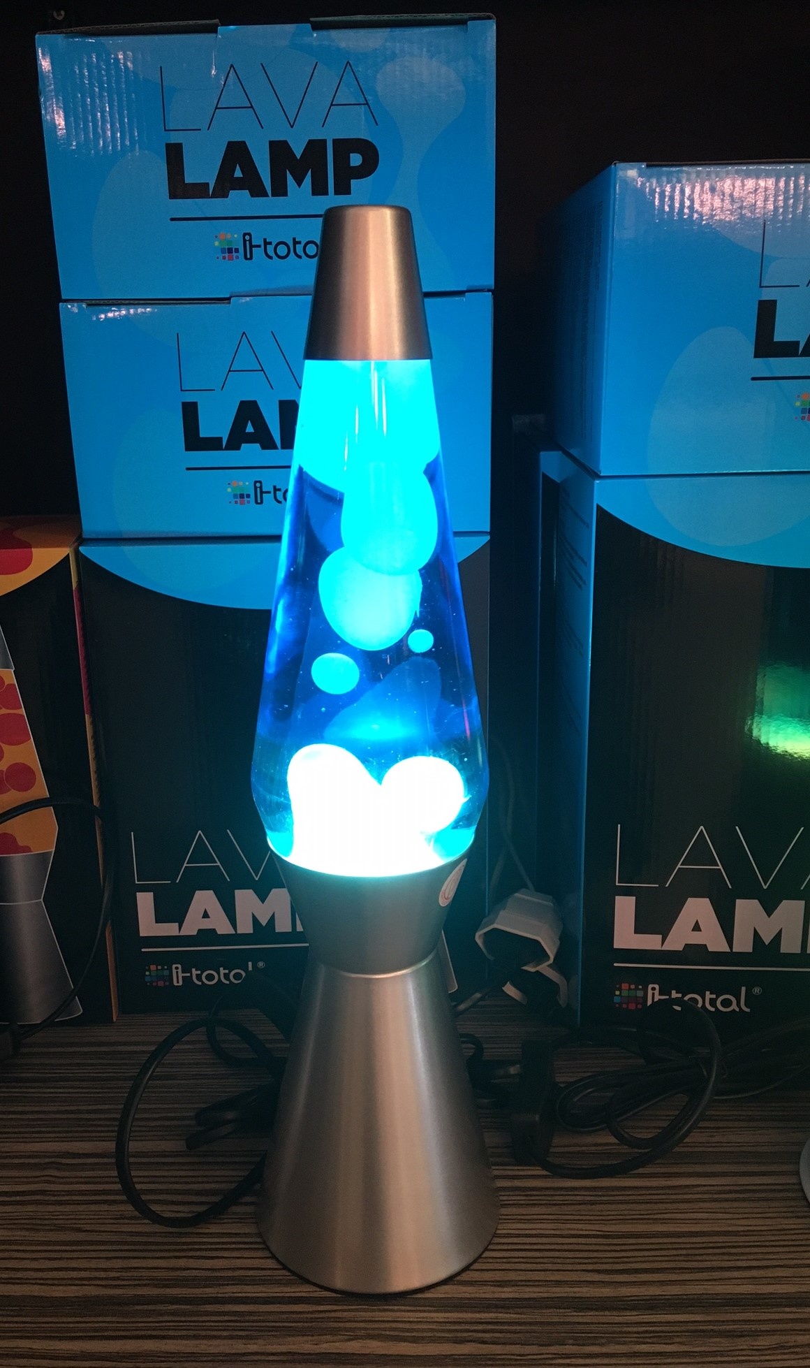 Lavalamp Raket blauw met witte lava itotal Axeswar Design