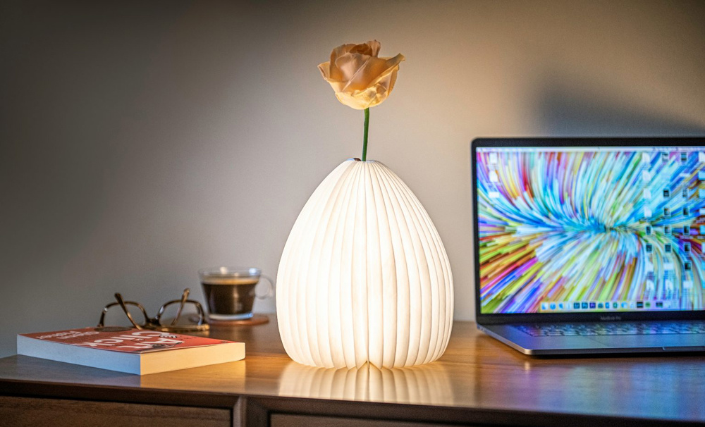 Smart Vaas Lamp bamboe oplaadbaar Gingko Axeswar Design