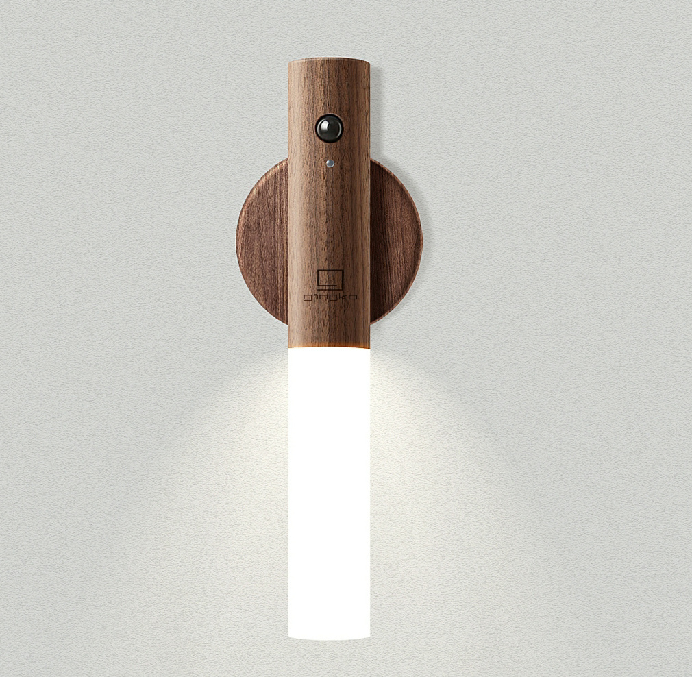 Smart Baton Lampe - wiederaufladbar - Gingko Axeswar Design - Nussbaum Sensor - 