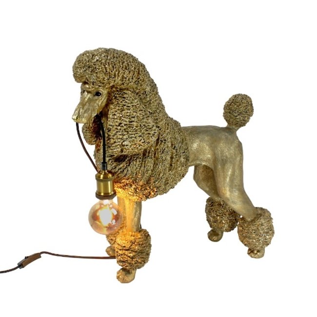 Werner Voß - Tafellamp - Dierenlamp Hond Poedel Elves - goud - H 60 cm