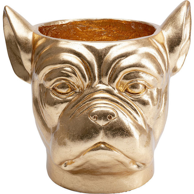 Karé Design - Reuze Bloempot - Cachepot Bulldog Hond - goudkleurig