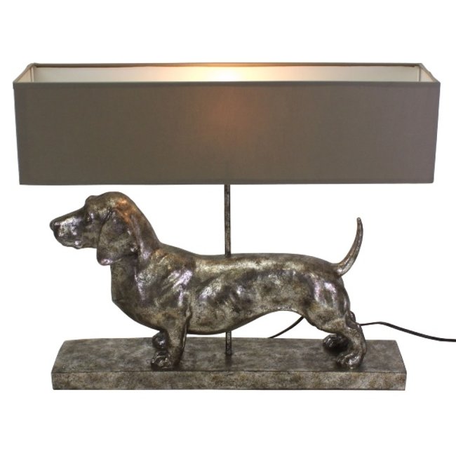 Werner Voß - Table Lamp - Animal Lamp Dachshund Frank - silver/grey