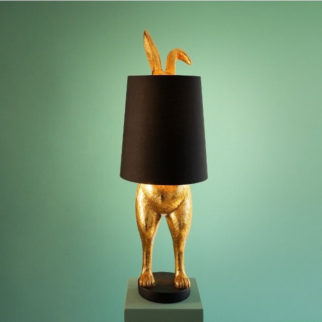 Werner Voß - Lampe de Table / Animale - Lapin Hiding Bunny - or/noir - H 74 cm