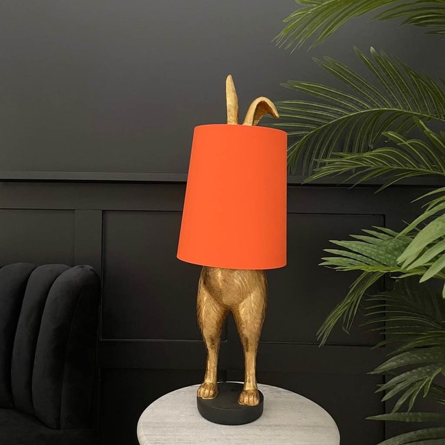 Werner Voß - Tafellamp Konijn Hiding Bunny - goud/oranje - H 74 cm