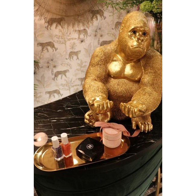 Karé Design - Statue Gorille Butler - doré - H 37 cm