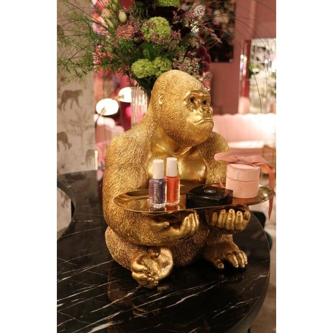 Karé Design - Statue Gorilla Butler - gold - H 37 cm