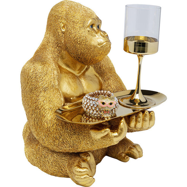 Karé Design - Statue Gorilla Butler - gold - H 37 cm
