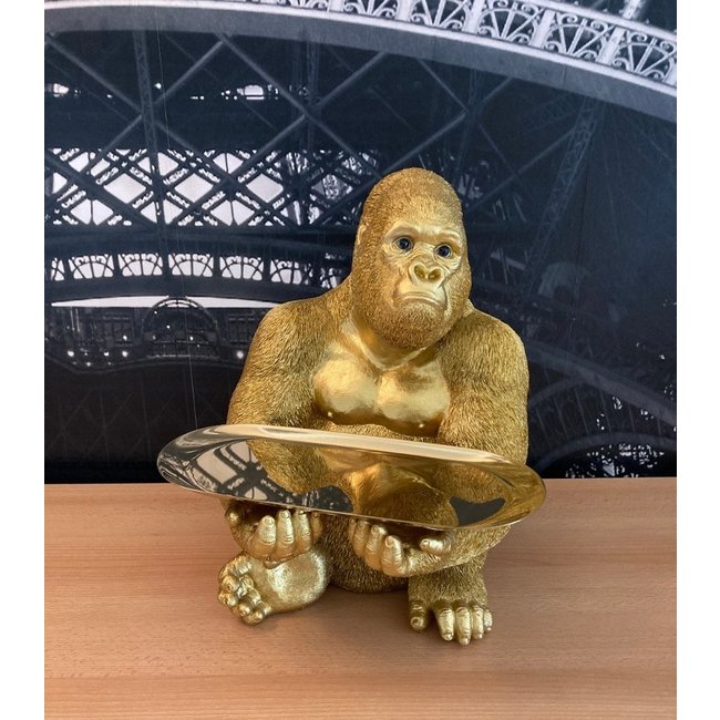 Karé Design - Skulptur Gorilla Butler - Gold - H 37 cm