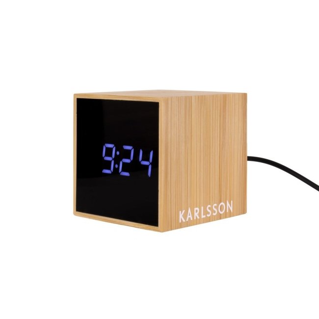 Karlsson - Alarm Clock Mini Cube Bamboo