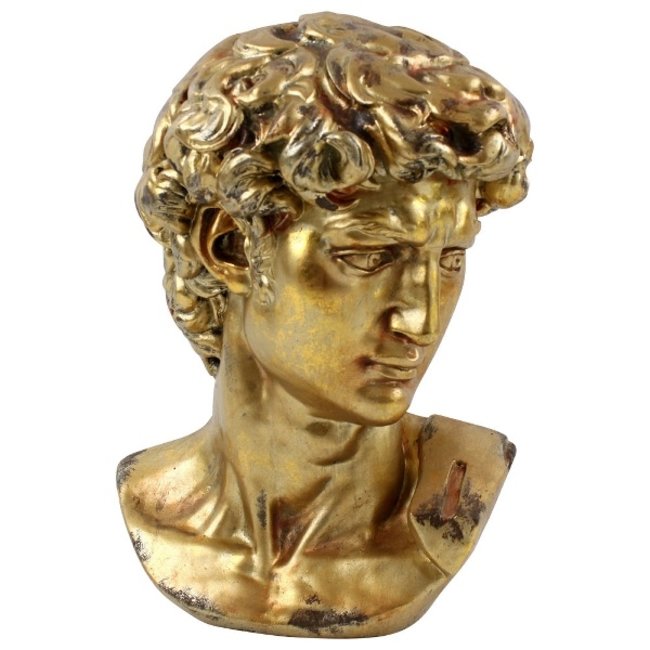 Werner Voß - Skulptur Büste David - Gold -  H 60 cm