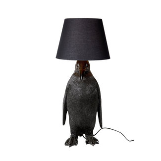 Tischlampe Schwarzer Pinguin mit Lampenschirm