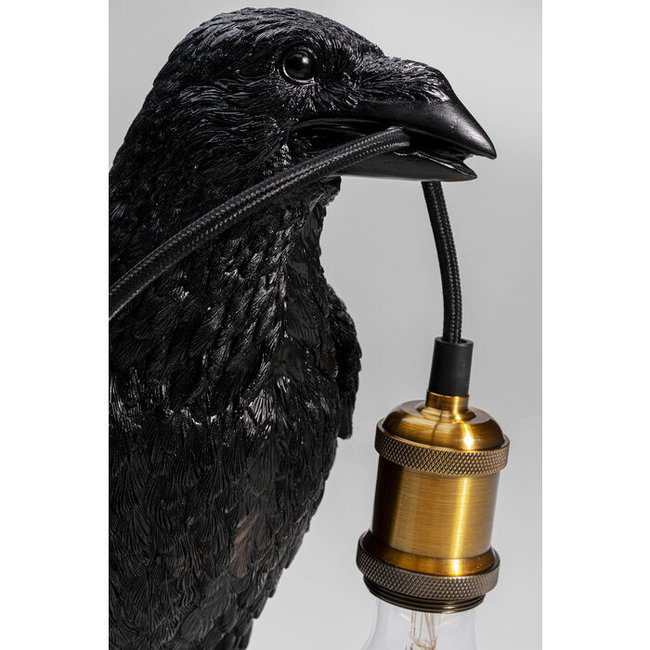 Kare Design - Lampe de Table - Lampe Animale Corbeau Noir