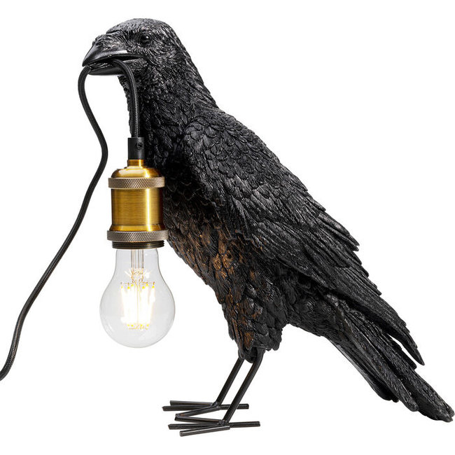 Kare Design - Lampe de Table - Lampe Animale Corbeau Noir