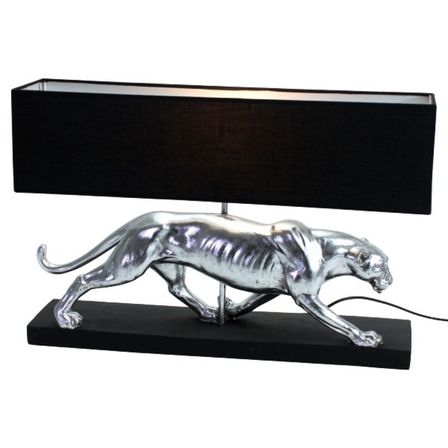 Werner Voß - Table Lamp - Animal Lamp Panther - silver black - H 39 cm