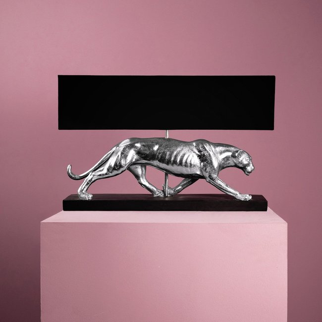 Werner Voß - Tafellamp - Dierenlamp Panter - zilver zwart - H 39 cm