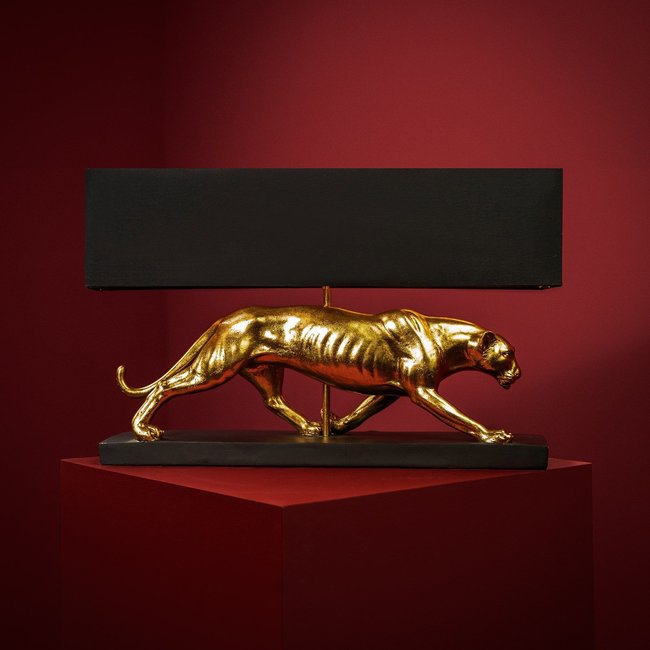 Werner Voß - Tischlampe - Tierlampe Panther Baghiro - Gold Schwarz - H 39 cm