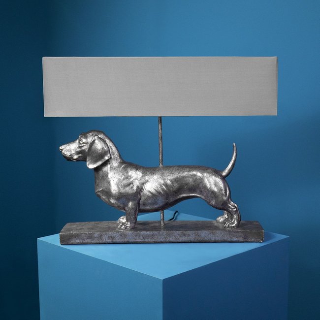 Werner Voß - Table Lamp - Animal Lamp Dachshund Frank - silver/grey