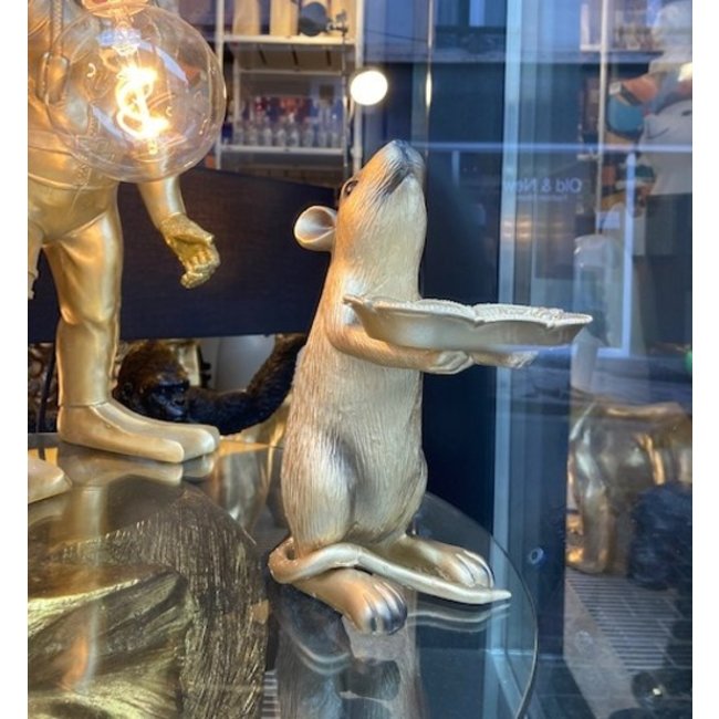 Werner Voß - Beeld Rudi Rat met Serveerschaaltje - H 23 cm