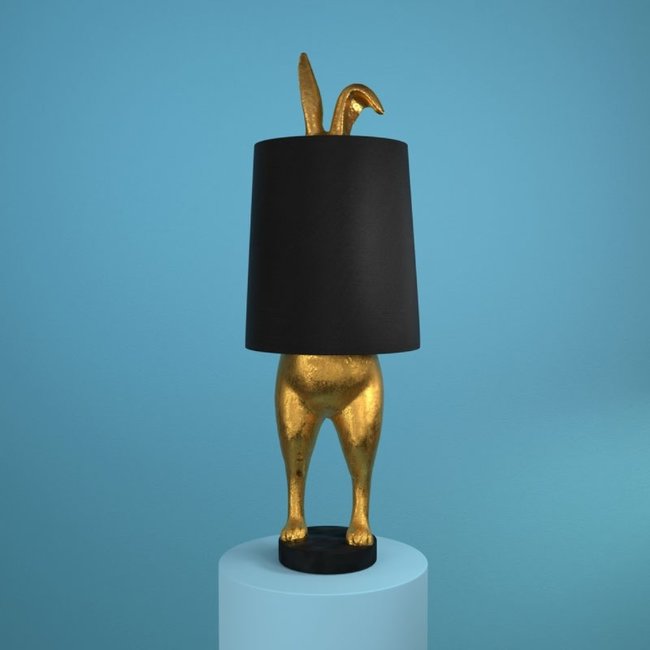 Werner Voß - Table Lamp  - Animal Lamp Hiding Bunny - gold/black - H 74 cm