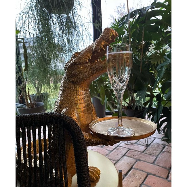 Werner Voß - Statue Crocodile Morty avec Plat de Service - H 53 cm