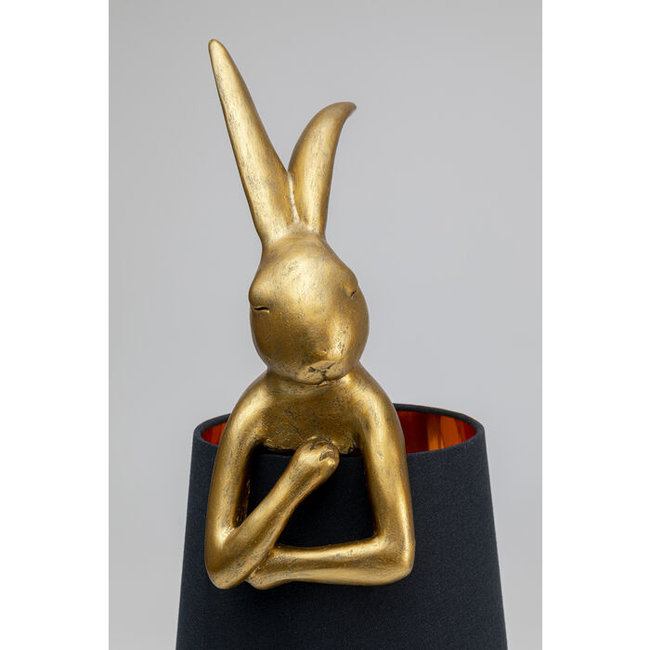 Kare Design - Lampe de Table - Lampe Animale Lapin - doré/noir