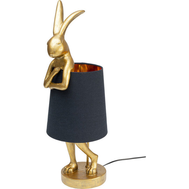 Kare Design - Lampe de Table - Lampe Animale Lapin - doré/noir