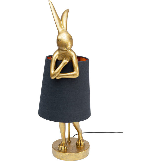 Kare Design - Lampe de Table - Lampe Animale Lapin - doré/noir