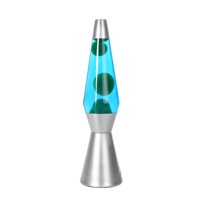 i-total Lavalampe Rakete - blau mit grüner Lava