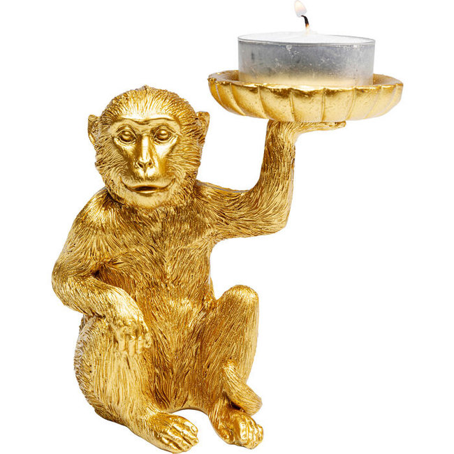 Kare Design - Tealight Holder Monkey - gold - H 11 cm