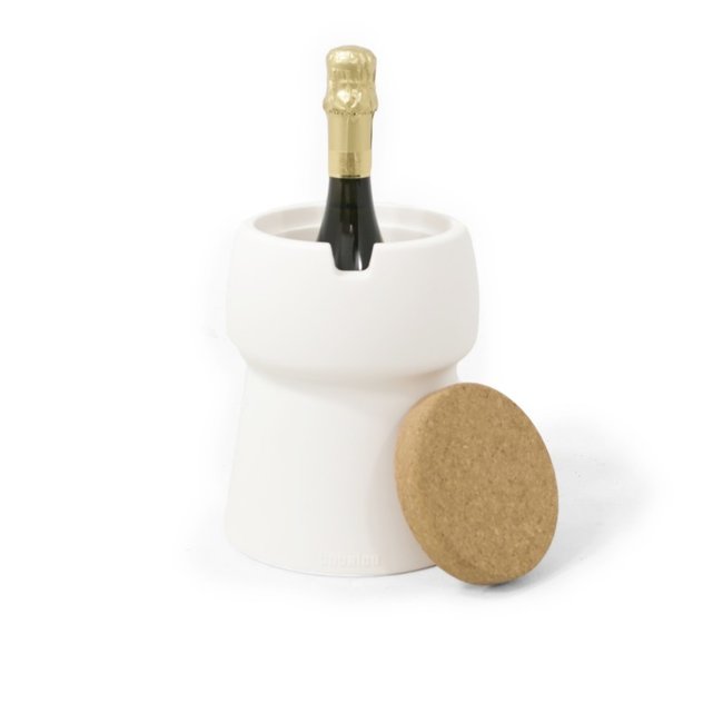 Bubalou - Champ 1 Bottle Cooler - Refroidisseur de Vin ou Champagne - blanc/liège