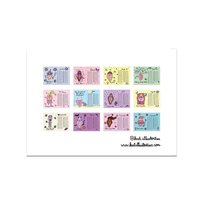 KUT.illustraties - Geburtstagskalender Muschi Kalender