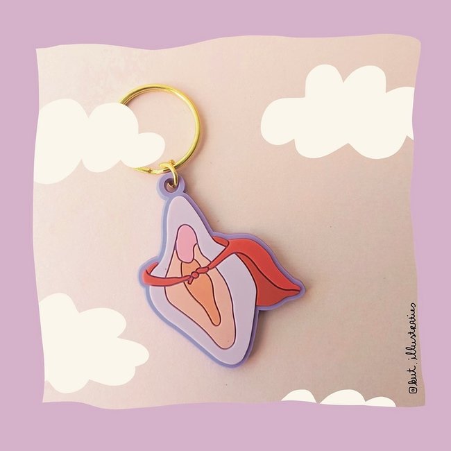 KUT.illustraties - Keyring - Key Fob - Super Pussy
