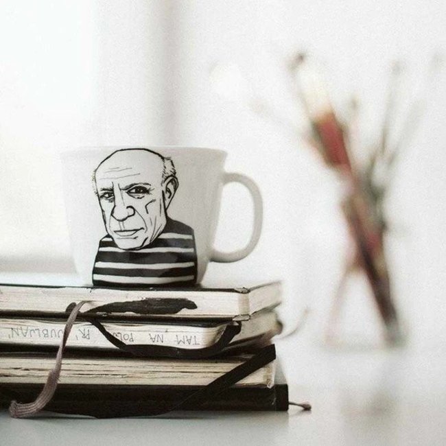 Mug Picasso Don Quichotte Noir Et Blanc - Art Moderne - 325 Ml - Neuf Avec Boîte