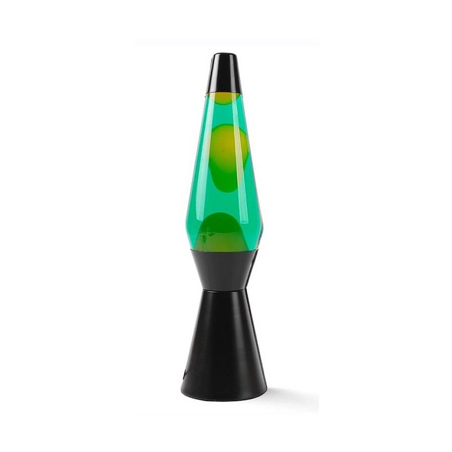 i-total Lavalampe Rakete - grün mit gelber lava - schwarzer Basis