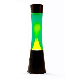 i-total Lampe à lave - vert avec lave jaune - socle noir