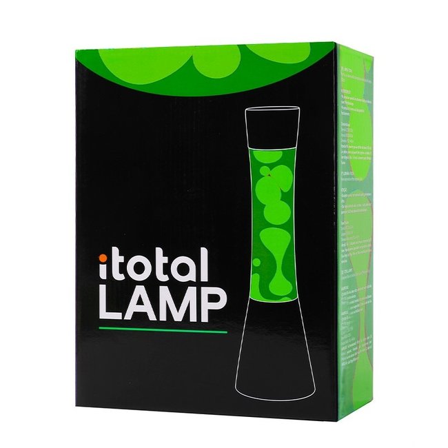 i-total - Lava Lamp - groen met gele lava - zwarte voet