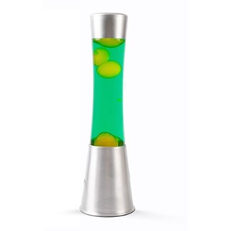 i-total Lava Lamp - groen met gele lava - zilveren voet