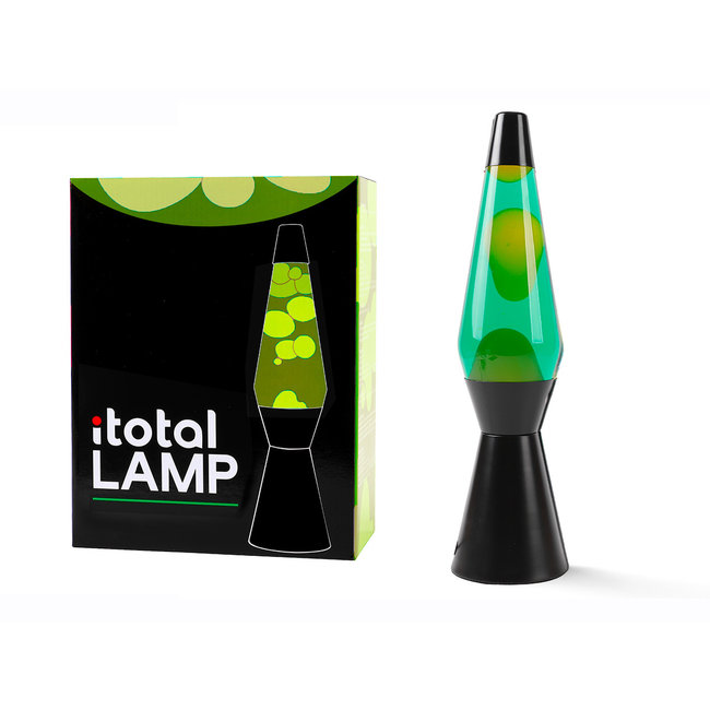 i-total -  Lampe à Lave Fusée - vert avec lave jaune - socle noir