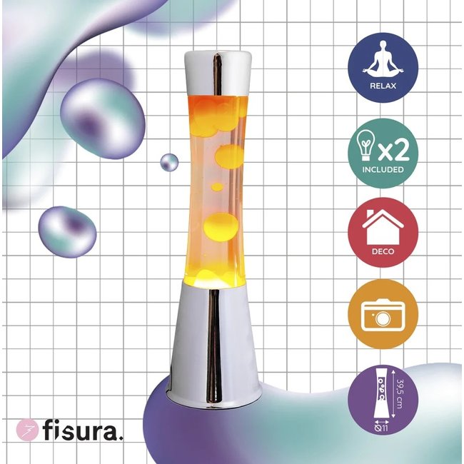 Fisura - Lampe à Lave (chromé/orange)