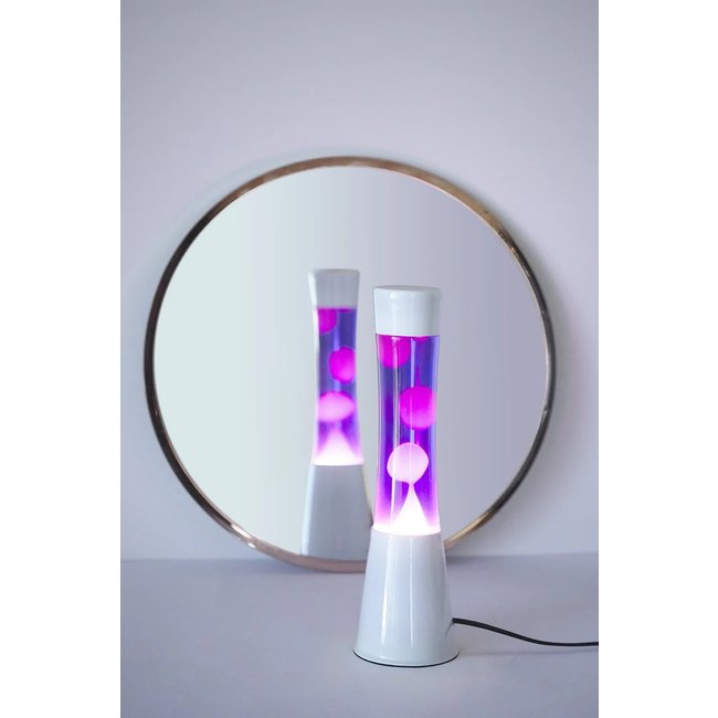 Fisura - Lava Lamp - paars met witte lava - witte voet