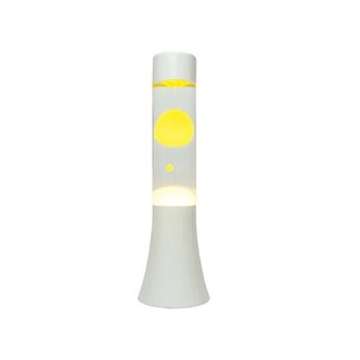 Fisura Mini Lava Lamp - transparant met gele lava - witte voet