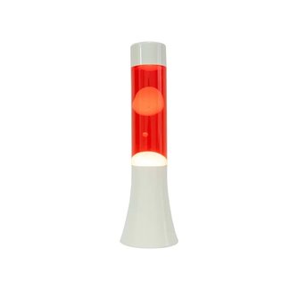 Fisura Mini Lampe à Lave  - rouge avec lave blanche - base blanche