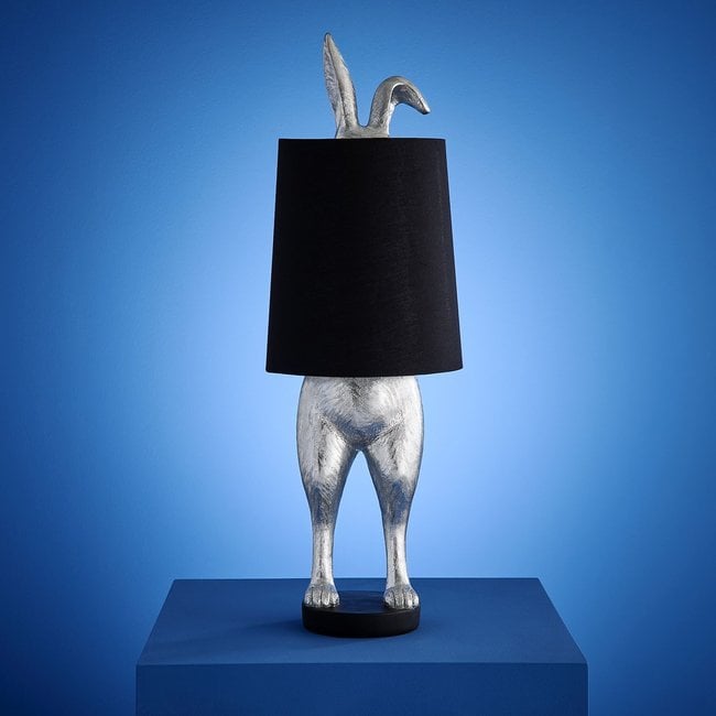 Werner Voß - Lampe de Table / Animale - Lapin Hiding Bunny - argent/noir - H 74 cm