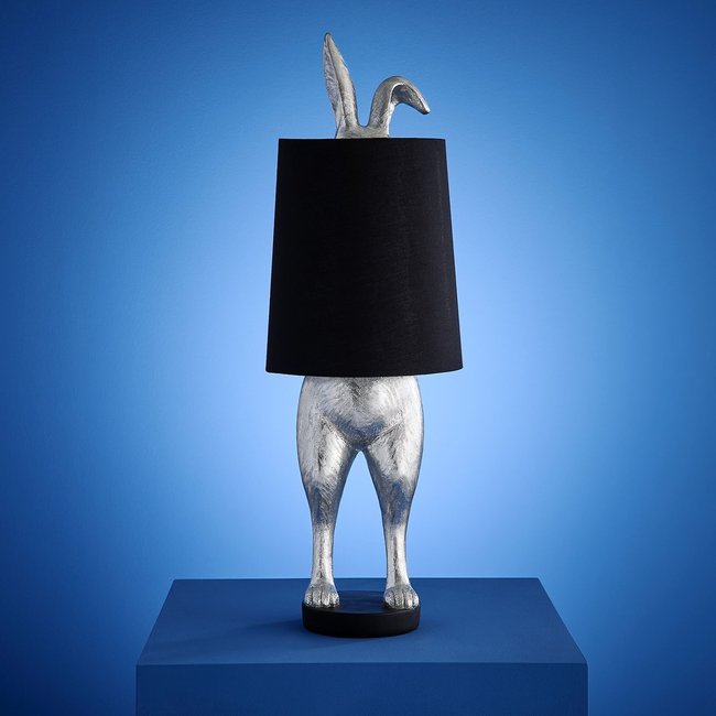 Werner Voß - Table Lamp  - Animal Lamp Hiding Bunny - silver/black - H 74 cm