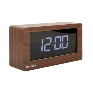 Karlsson Table Clock Boxed LED - dark wood
