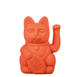 Donkey Waving Lucky Cat Maneki-Neko - neon orange