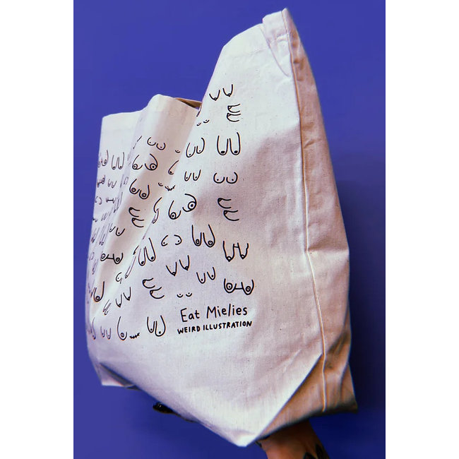 Eat Mielies - Tote Bag Draagtas Titties XL - natuur - met bodem