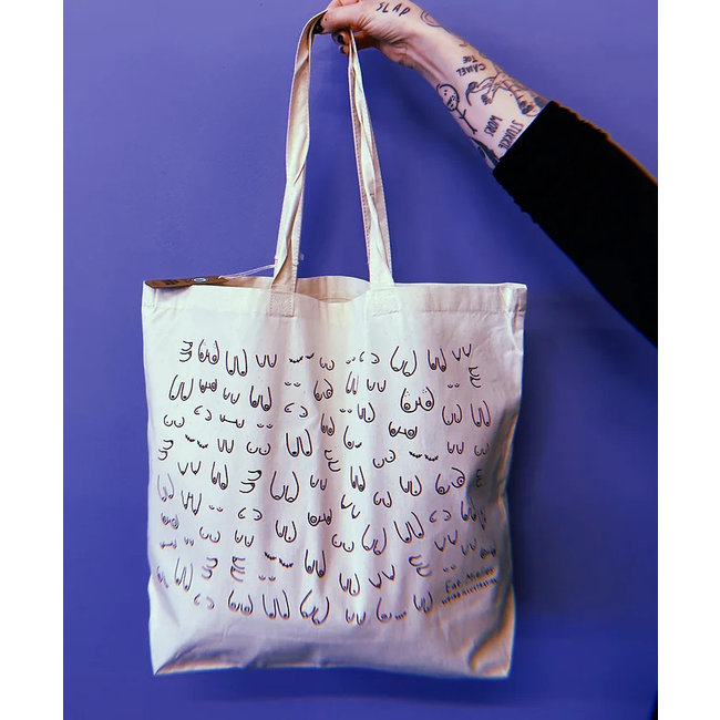 Eat Mielies - Tote Bag Draagtas Titties XL - natuur - met bodem